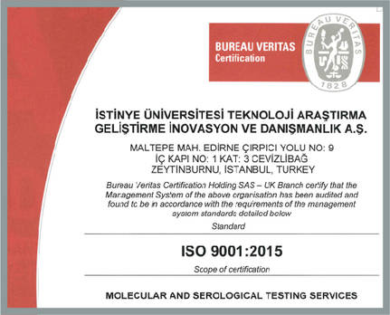 Bölümümüz EFI (European Federation for Immunogenetics) ve ISO9001 Akreditasyonlarına sahiptir.