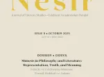 Türk Dili ve Edebiyatı Bölümü Dr. Öğr. Üyesi Seda Kurt'un The Translations of Aesop’s Stories in Letâ’ifü’l-Hikâyât: Correspondences in Aesop Indices and Alternative Reading Recommendations adlı makalesi Nesir dergisinin Ekim 2025 tarihli 9. sayısında yayımlandı. Bu görselde derginin kapağı yer almaktadır.