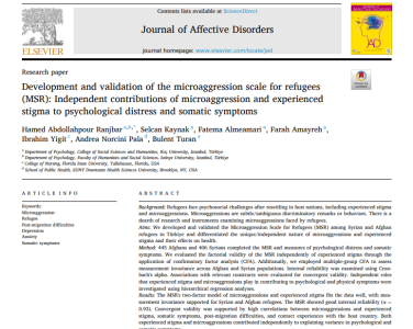 İnsan ve Toplum Bilimleri Fakültesi Psikoloji Bölümü öğretim üyesi Dr. Öğr. Üye. Hamed A. Ranjbar'ın yeni makalesi Journal of Affective Disorders dergisinde yayınlandı. 