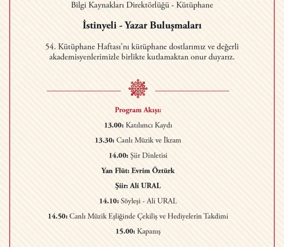 54. Kütüphane Haftasını "İstinyeli-Yazar Buluşması" ile kutladık
