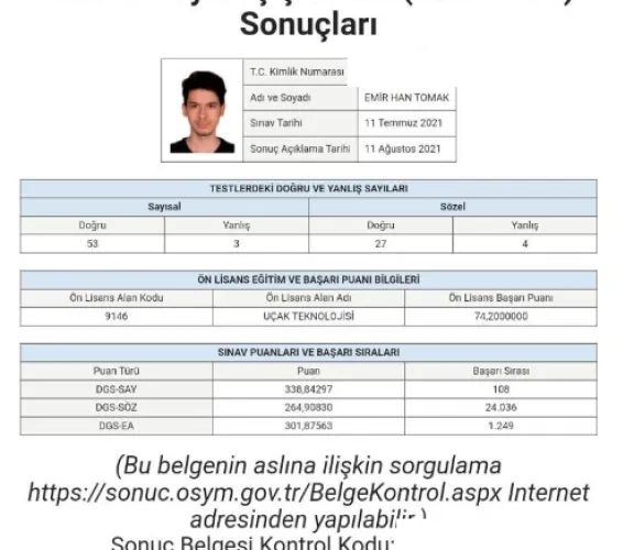  DGS Sayısal’da Türkiye 108 incisi Oldu