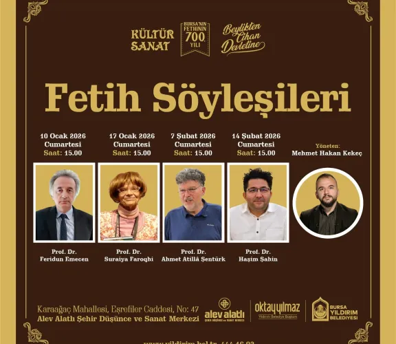 Türk Dili ve Edebiyatı Bölümü Öğretim Üyesi Prof. Dr. Ahmet Atillâ Şentürk, Bursa’nın fethinin 700. yıl dönümü münasebetiyle Bursa Yıldırım Belediyesi tarafından düzenlenen “Fetih Söyleşileri” kapsamında Hakan Kekeç'in moderatörlüğünde gerçekleştirilecek söyleşiye davetli konuşmacı olarak katılacaktır. Program, 7 Şubat 2026 Cumartesi günü saat 15.00’te Bursa Alev Alatlı Şehir Düşünce ve Sanat Merkezi’nde yapılacaktır.
